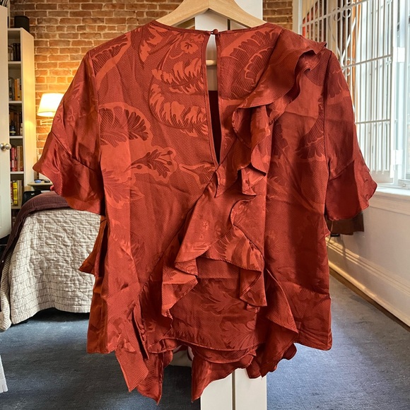 Cinq a Sept Rust Ruffle Top - Picture 3 of 7